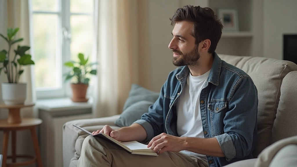 Человек медитирует в спокойной обстановке, размышляя о финансовых целях