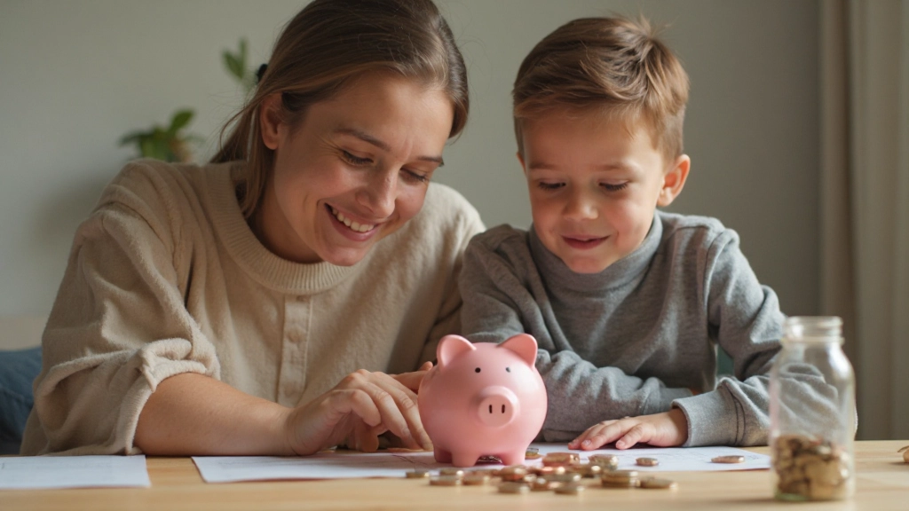 Родитель учит ребенка основам финансовой грамотности