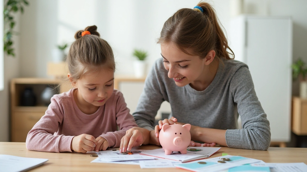 Разнообразные способы обучения финансам: копилка, карточки с бюджетом, финансовые игры и книги на столе